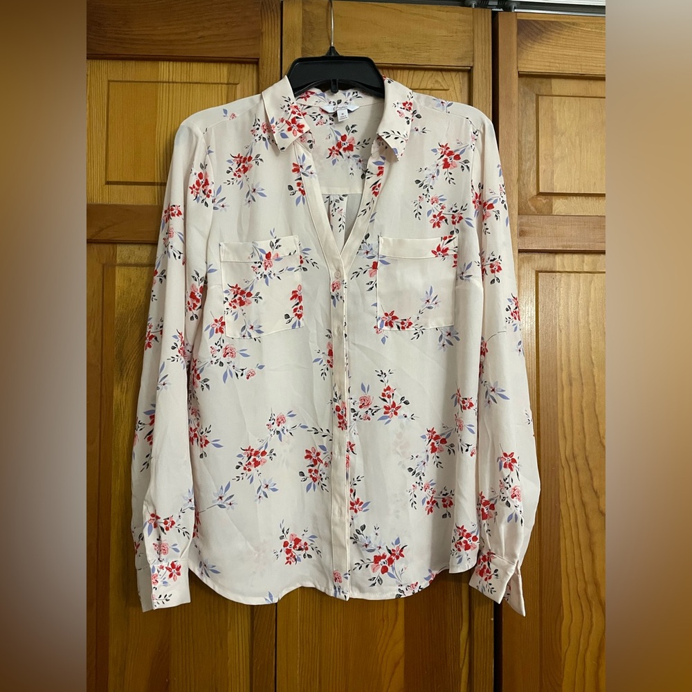 Pink floral button down dress shirt